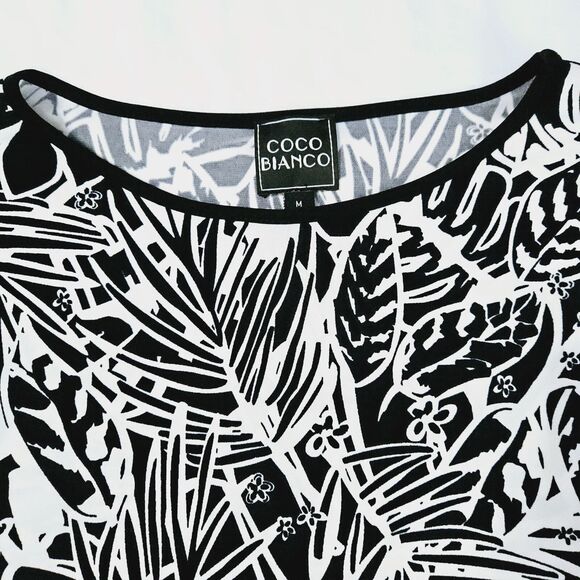 COCO Bianco Womens Blouse Multi-Color Size Medium Polyester Blend Flared Sleeve - Picture 9 of 12